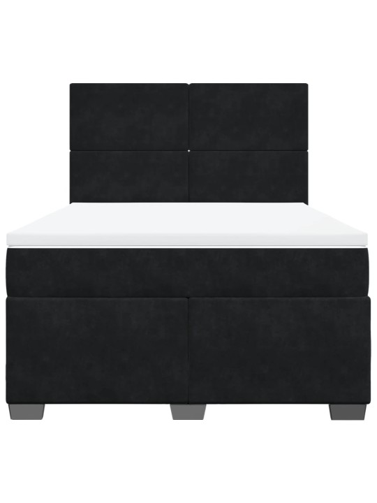 Box spring postel s matrací černá 140 x 190 cm samet