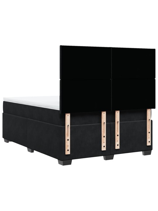 Box spring postel s matrací černá 140 x 190 cm samet