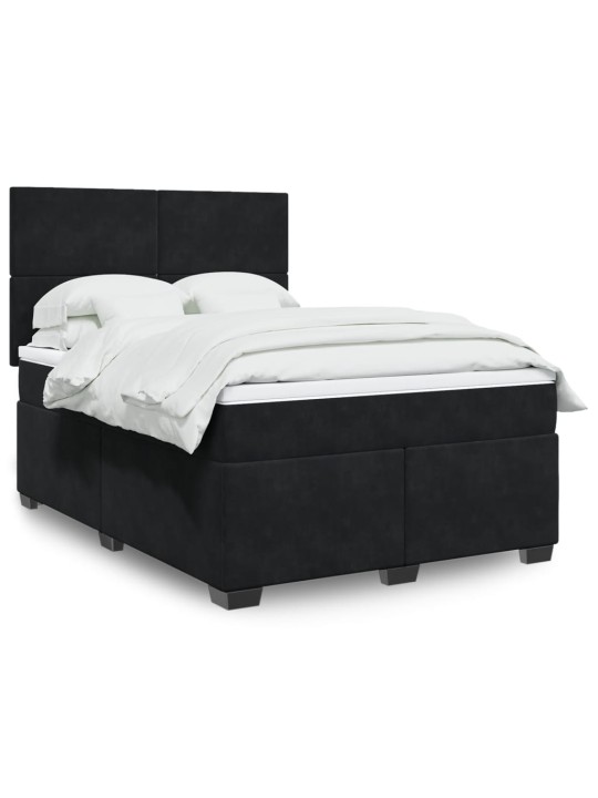 Box spring postel s matrací černá 140 x 190 cm samet