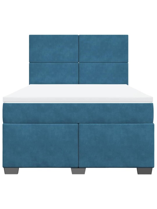 Box spring postel s matrací modrá 140 x 190 cm samet