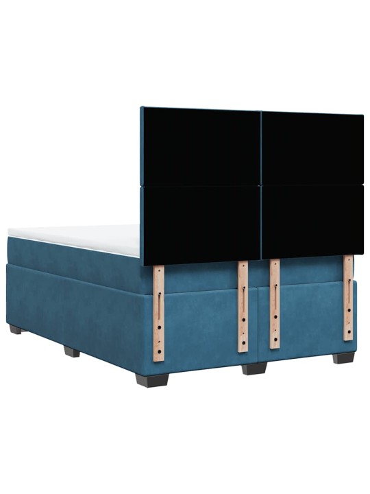 Box spring postel s matrací modrá 140 x 190 cm samet