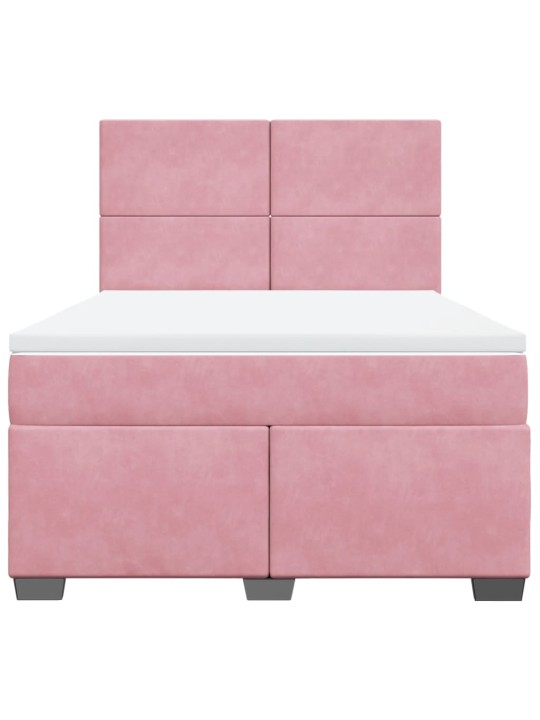 Box spring postel s matrací růžová 140x190 cm samet
