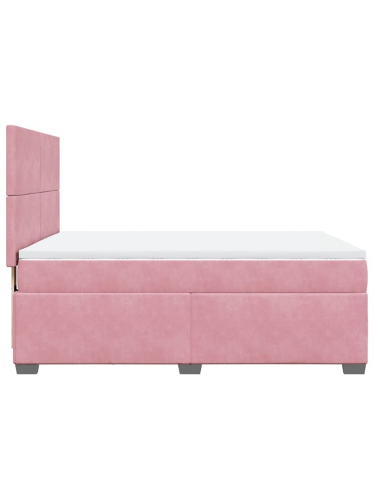 Box spring postel s matrací růžová 140x190 cm samet