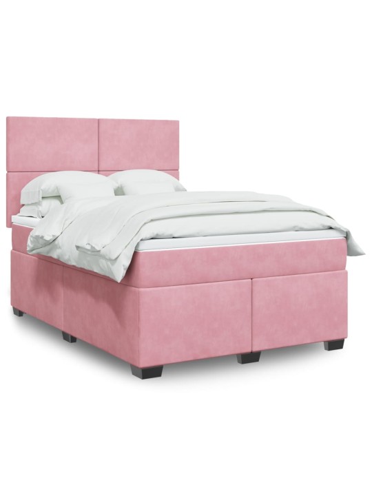 Box spring postel s matrací růžová 140x190 cm samet