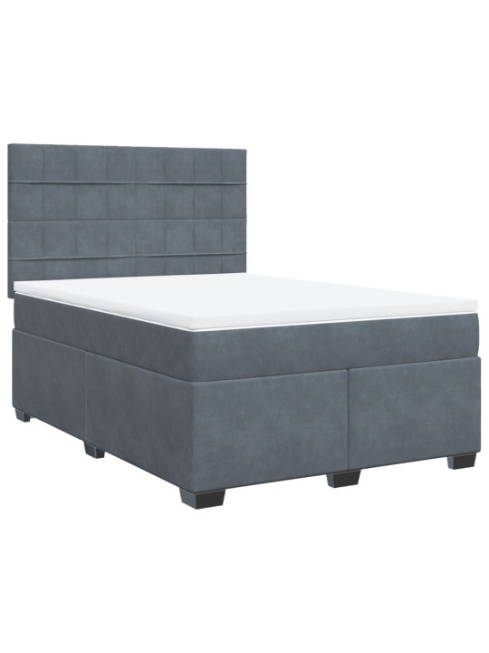 Box spring postel s matrací tmavě šedý 140 x 190 cm samet