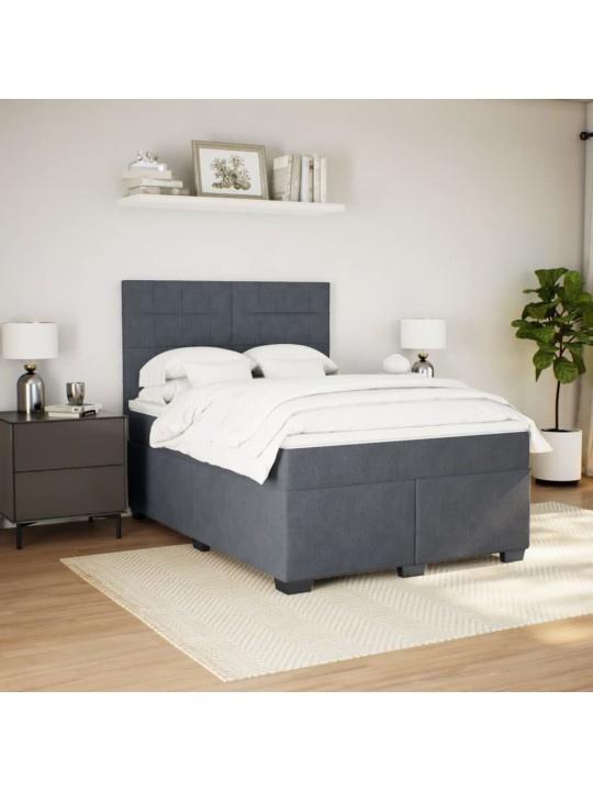 Box spring postel s matrací tmavě šedý 140 x 190 cm samet