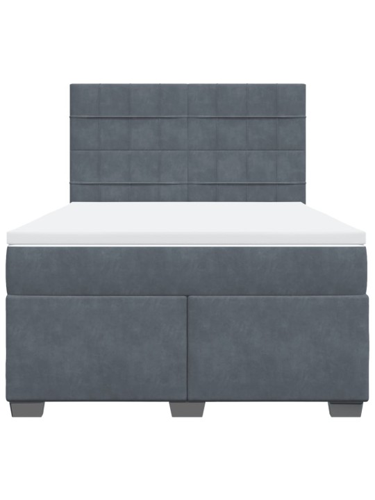 Box spring postel s matrací tmavě šedý 140 x 190 cm samet