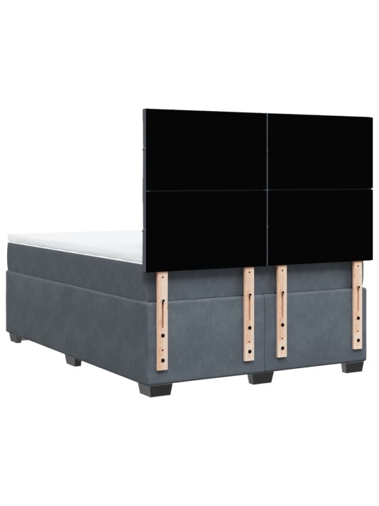 Box spring postel s matrací tmavě šedý 140 x 190 cm samet