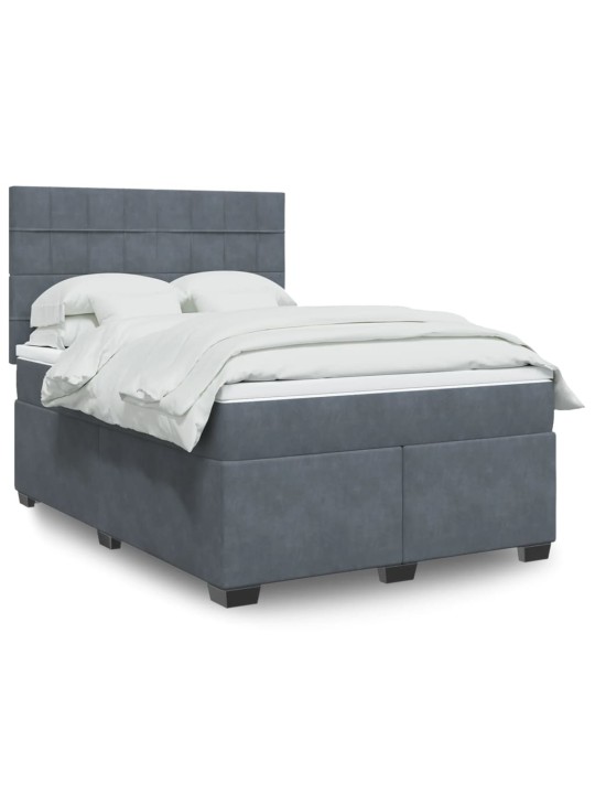 Box spring postel s matrací tmavě šedý 140 x 190 cm samet