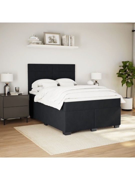 Box spring postel s matrací černá 140 x 190 cm samet