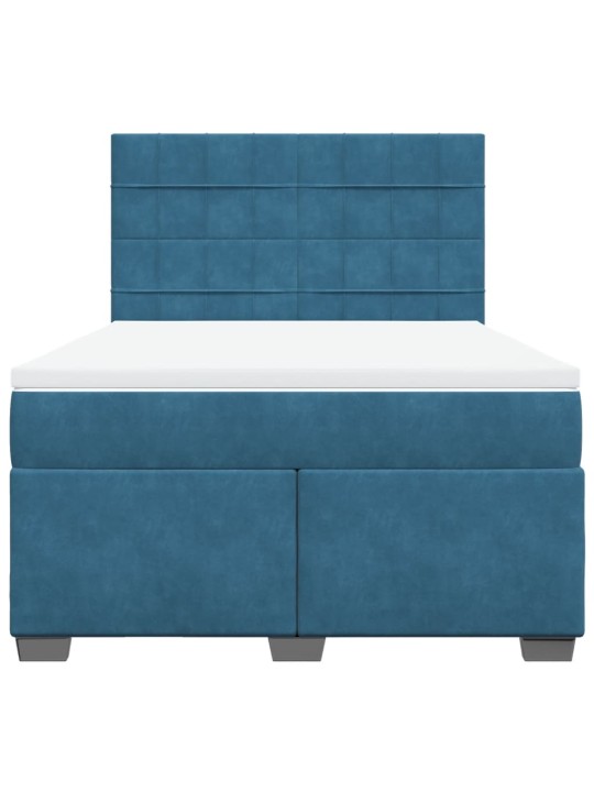 Box spring postel s matrací modrá 140 x 190 cm samet