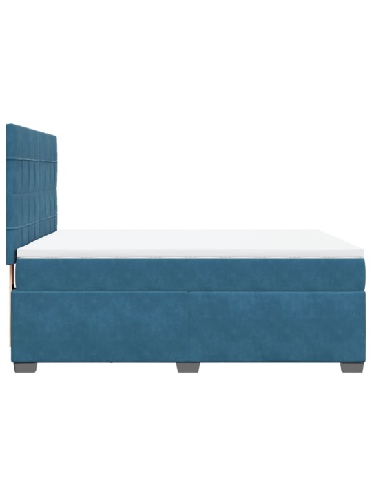 Box spring postel s matrací modrá 140 x 190 cm samet