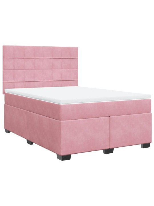 Box spring postel s matrací růžová 140x190 cm samet