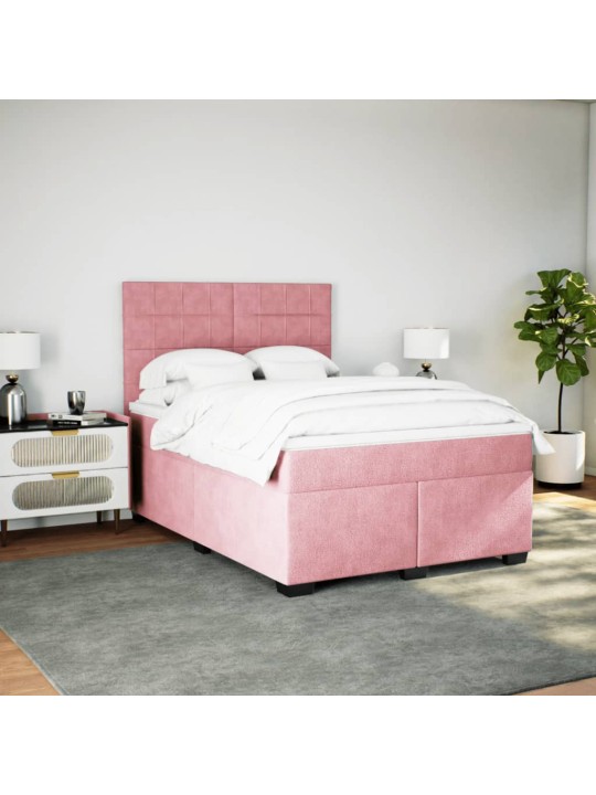 Box spring postel s matrací růžová 140x190 cm samet