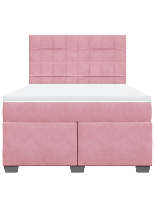 Box spring postel s matrací růžová 140x190 cm samet