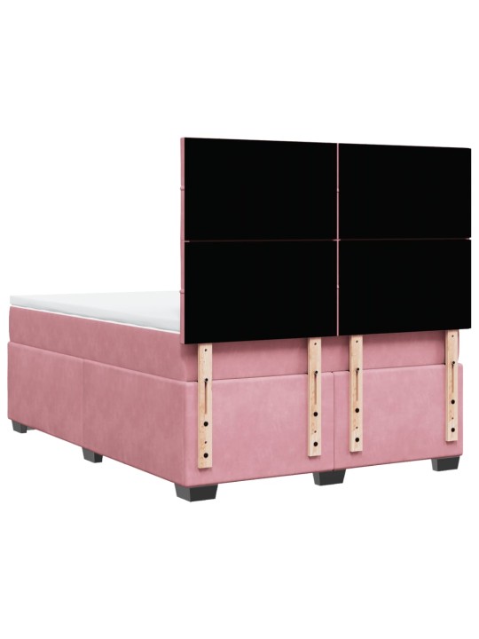 Box spring postel s matrací růžová 140x190 cm samet