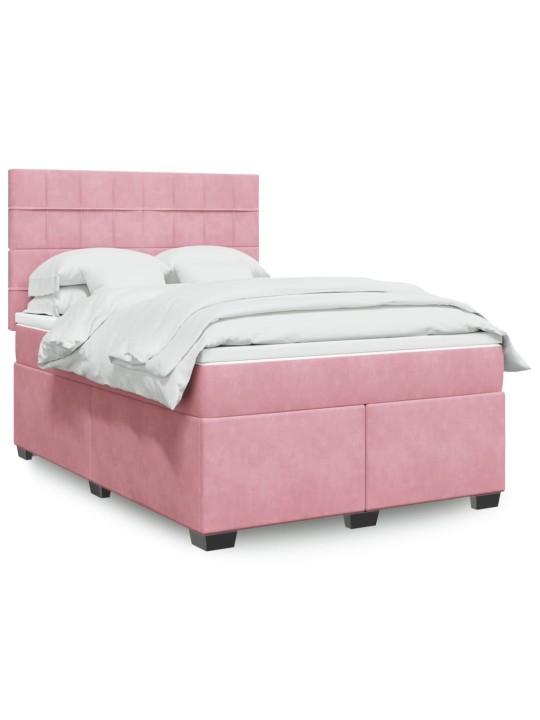 Box spring postel s matrací růžová 140x190 cm samet