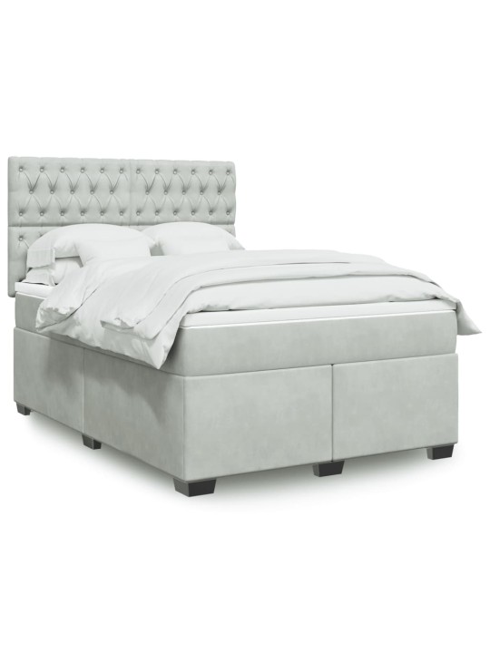 Box spring postel s matrací světle šedá 140x190 cm samet