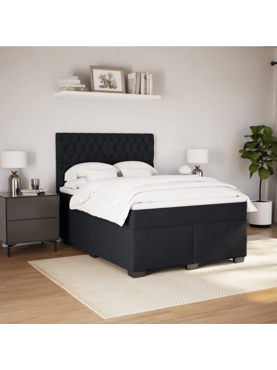 Box spring postel s matrací černá 140 x 190 cm samet