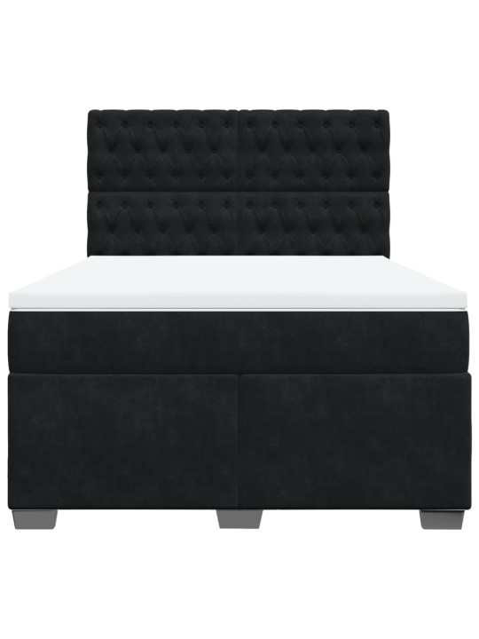 Box spring postel s matrací černá 140 x 190 cm samet
