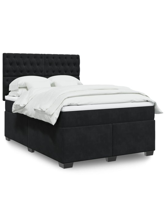 Box spring postel s matrací černá 140 x 190 cm samet