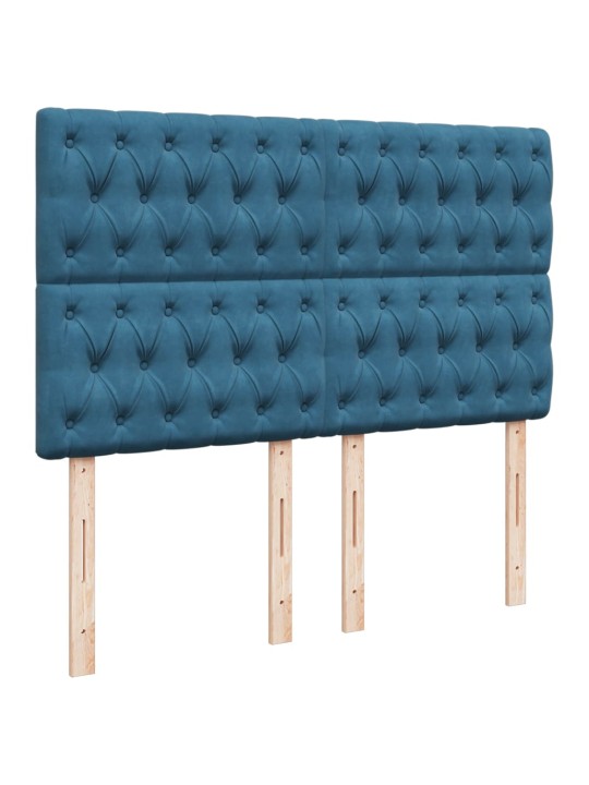 Box spring postel s matrací modrá 140 x 190 cm samet