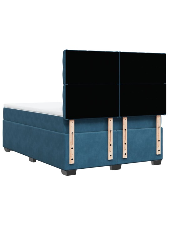 Box spring postel s matrací modrá 140 x 190 cm samet