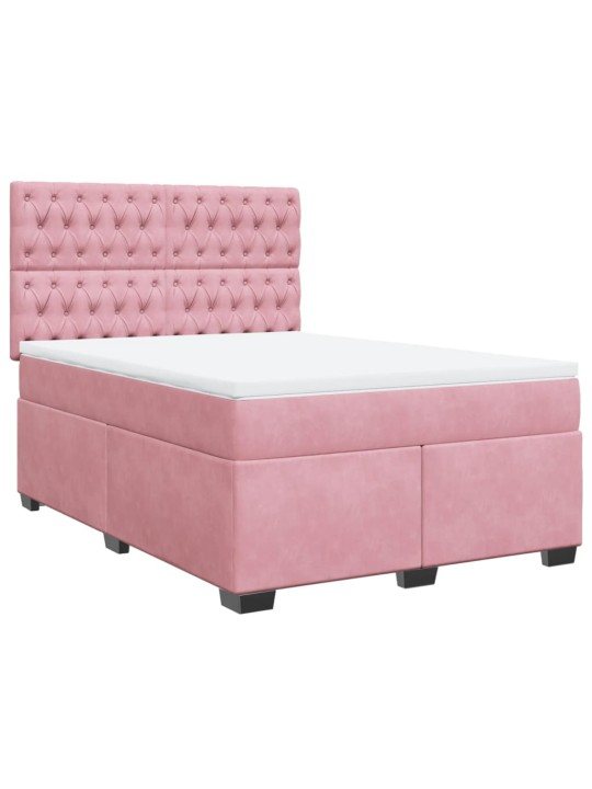 Box spring postel s matrací růžová 140x190 cm samet