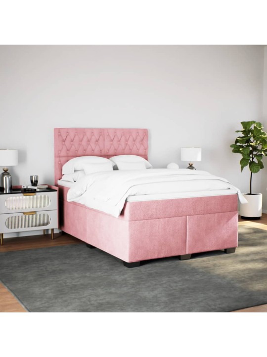 Box spring postel s matrací růžová 140x190 cm samet