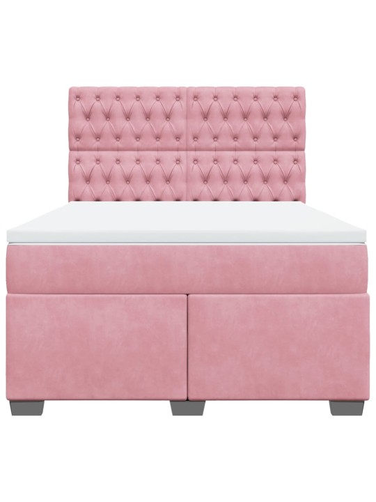 Box spring postel s matrací růžová 140x190 cm samet