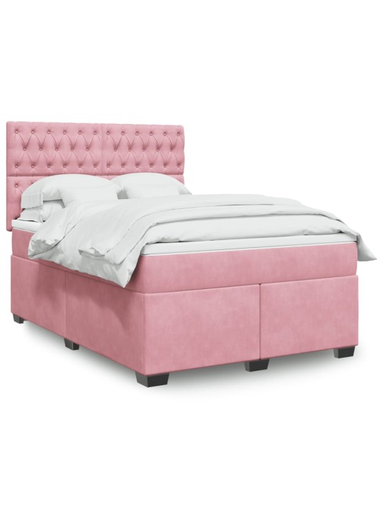 Box spring postel s matrací růžová 140x190 cm samet