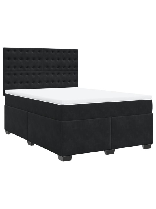 Box spring postel s matrací černá 140 x 190 cm samet