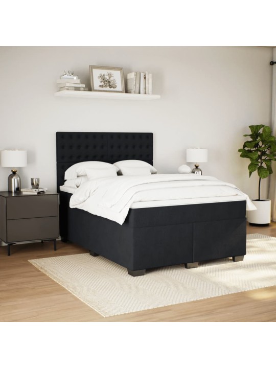Box spring postel s matrací černá 140 x 190 cm samet