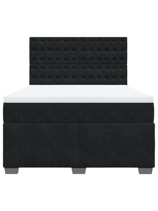 Box spring postel s matrací černá 140 x 190 cm samet