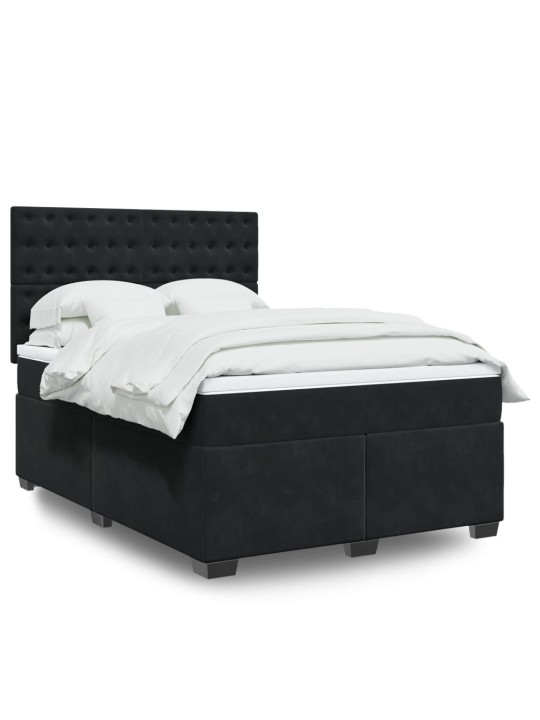 Box spring postel s matrací černá 140 x 190 cm samet
