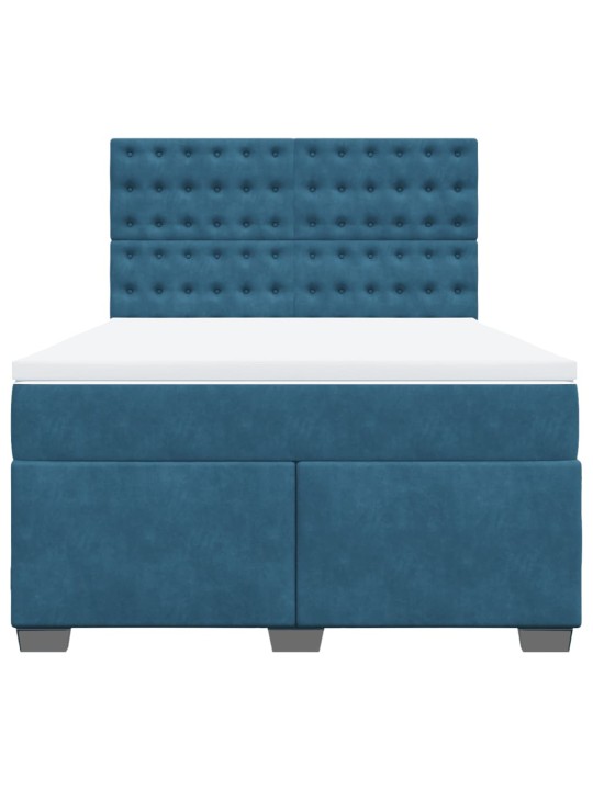 Box spring postel s matrací modrá 140 x 190 cm samet