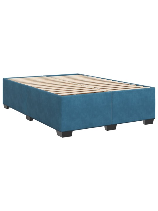 Box spring postel s matrací modrá 140 x 190 cm samet