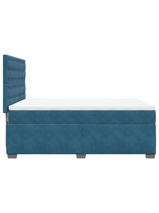 Box spring postel s matrací modrá 140 x 190 cm samet
