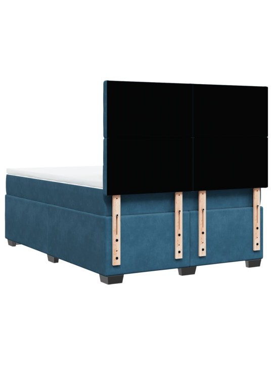 Box spring postel s matrací modrá 140 x 190 cm samet