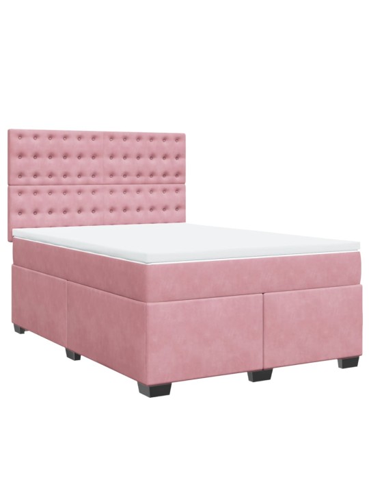 Box spring postel s matrací růžová 140x190 cm samet