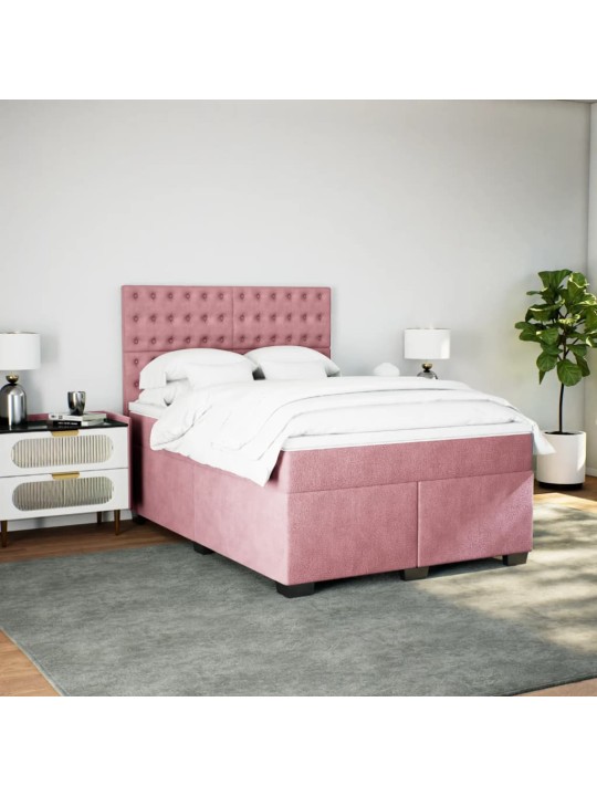Box spring postel s matrací růžová 140x190 cm samet