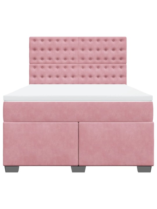 Box spring postel s matrací růžová 140x190 cm samet