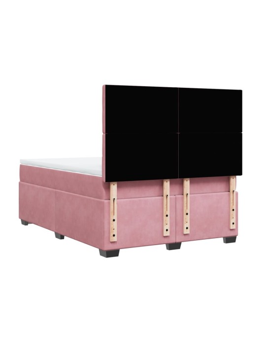 Box spring postel s matrací růžová 140x190 cm samet