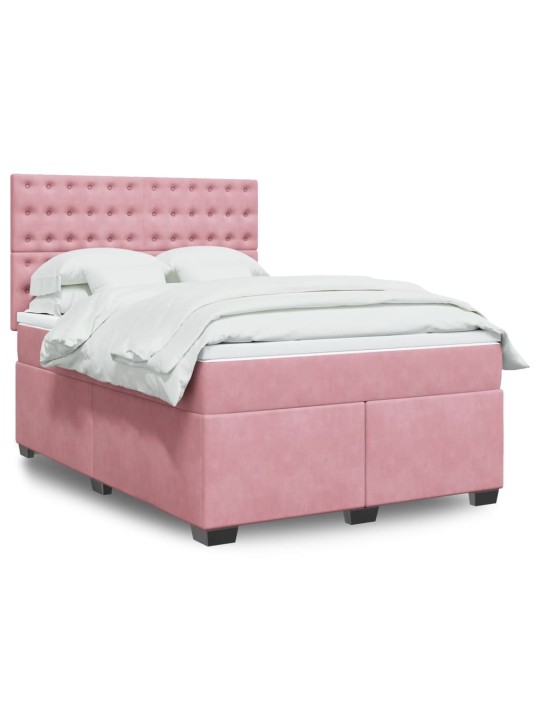 Box spring postel s matrací růžová 140x190 cm samet