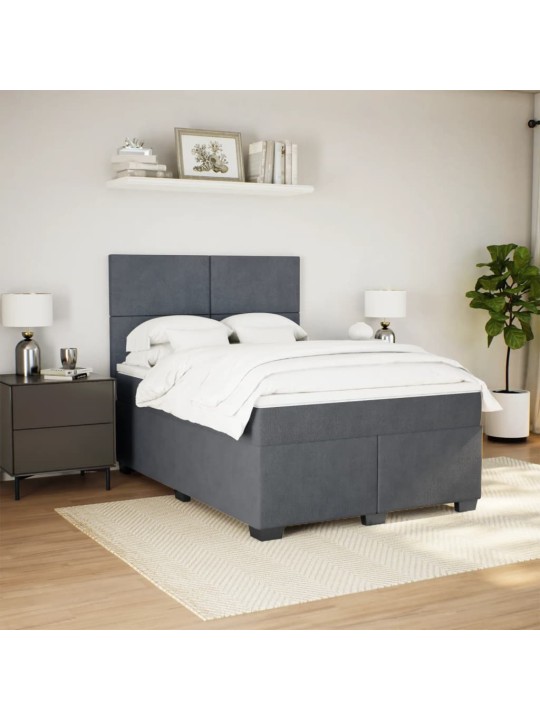 Box spring postel s matrací tmavě šedá 140x200 cm samet