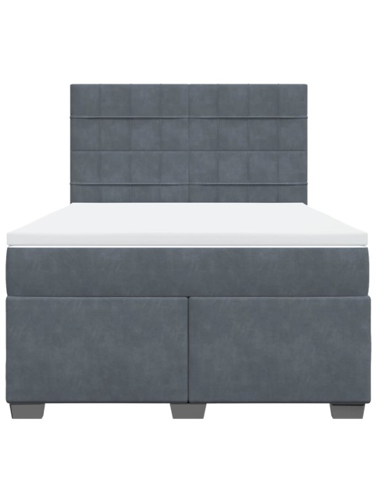 Box spring postel s matrací tmavě šedá 140x200 cm samet