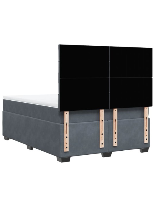 Box spring postel s matrací tmavě šedá 140x200 cm samet