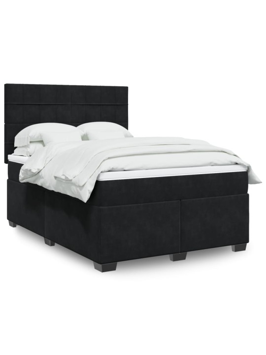 Box spring postel s matrací černá 140x200 cm samet