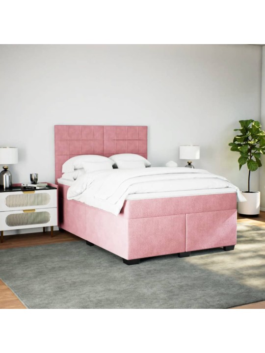 Box spring postel s matrací růžová 140x200 cm samet