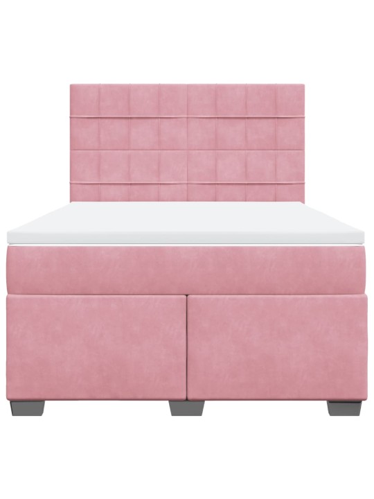 Box spring postel s matrací růžová 140x200 cm samet